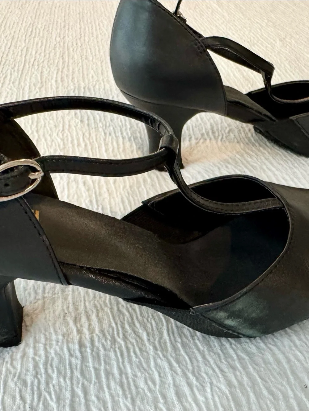 Bloch Chord T-Strap Character Shoes Black Leather 3” Heel Sz 9.5B